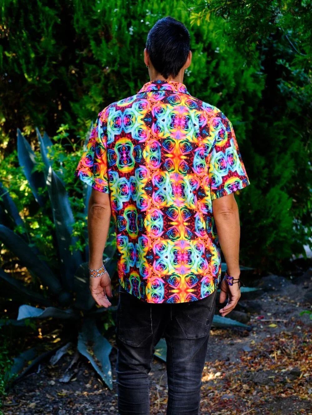 Tie Dye Roses Button Down Shirt - Picture 3 of 4